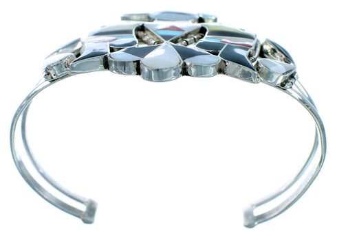 Sterling Silver Multicolor Inlay Thunderbird Zuni Cuff Bracelet RX109215