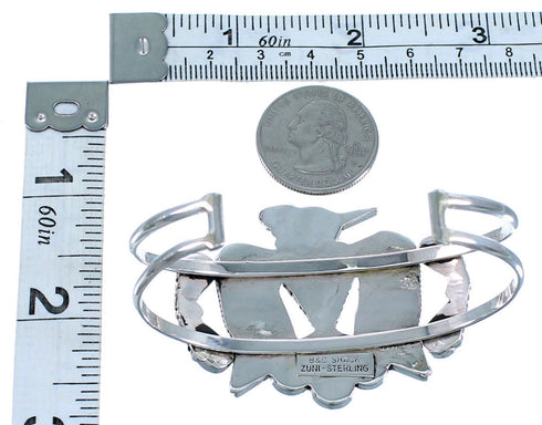 Sterling Silver Multicolor Inlay Thunderbird Zuni Cuff Bracelet RX109215