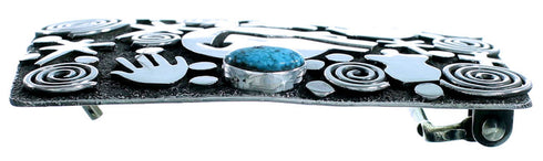 Navajo Turquoise Bear Dragnofly Sterling Silver Belt Buckle SX109341