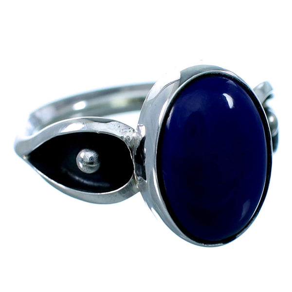Genuine Sterling Silver Navajo Lapis Ring Size 6-3/4 SX109447