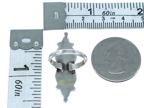 Turquoise Zuni Indian Sterling Silver Needlepoint Ring Size 7-1/4 SX110135