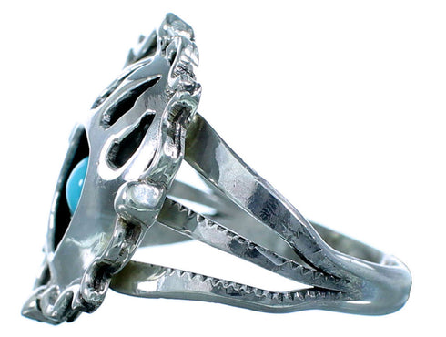 American Indian Sterling Silver Turquoise Bear Paw Ring Size 5-3/4 RX109544