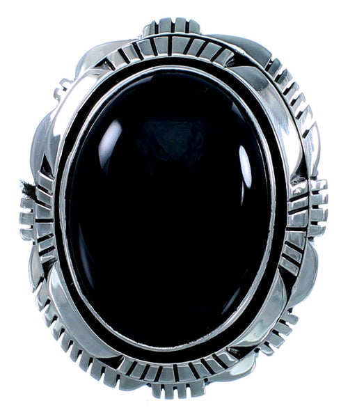 Onyx Authentic Sterling Silver Navajo Ring Size 6-3/4 SX109682