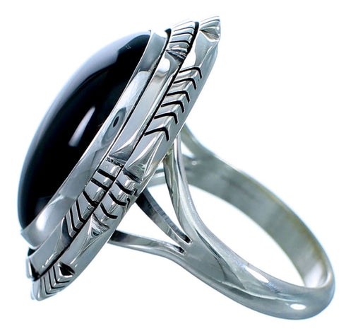 Navajo Sterling Silver And Onyx Ring Size 5-3/4 SX109681