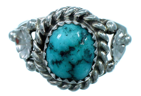 Turquoise Navajo Sterling Silver Flower Ring Size 8-1/4 SX110216