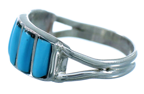 Genuine Sterling Silver Zuni Turquoise Ring Size 8-1/4 SX110584