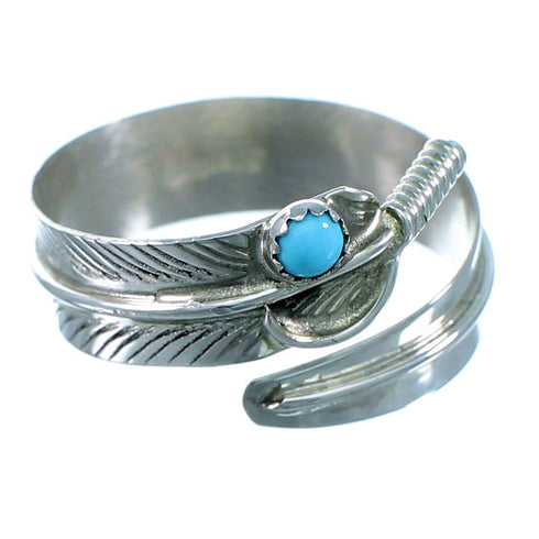 Sterling Silver Turquoise Adjustable Navajo Feather Ring Size 6,7,8 NN20545