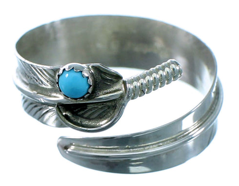 Sterling Silver Turquoise Adjustable Navajo Feather Ring Size 6,7,8 NN20545