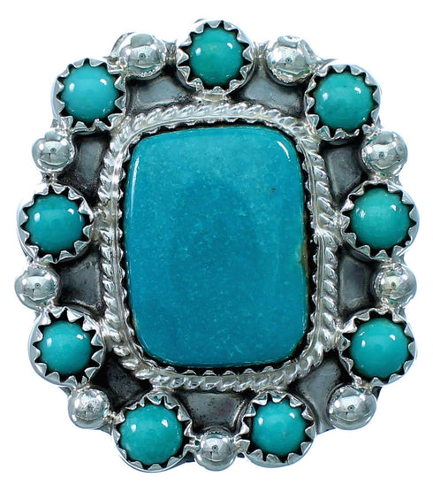 Sterling Silver Turquoise Navajo Ring Size 7-3/4 RX110758