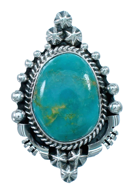 Native American Sterling Silver Turquoise Ring Size 7-3/4 RX110759