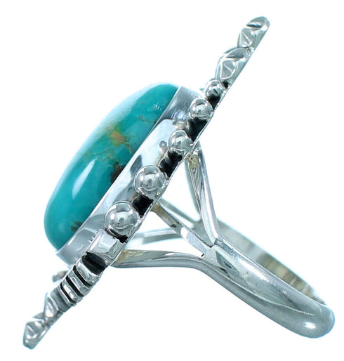 Native American Sterling Silver Turquoise Ring Size 7-3/4 RX110759