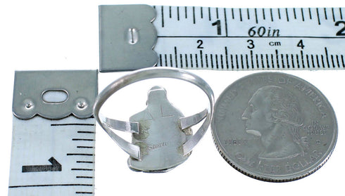 Zuni Coral Genuine Sterling Silver Leaf Ring Size 7-1/2 RX110859