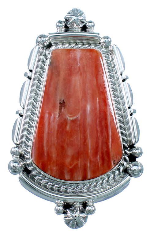 Sterling Silver Navajo Red Oyster Shell Ring Size 10 RX110905