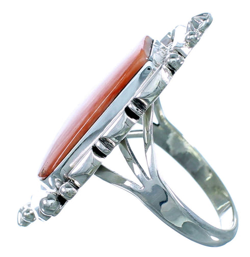 Sterling Silver Navajo Red Oyster Shell Ring Size 10 RX110905
