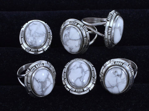 Howlite Native American Sterling Silver Ring Size 6-1/4 RX110910