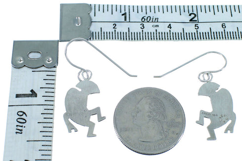 Sterling Silver Overlay Navajo Kokopelli Hook Dangle Earrings SX110738