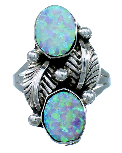 Navajo Opal And Sterling Silver Leaf Ring Size 6-1/4 SX111553
