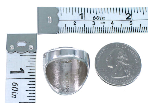 Navajo Sterling Silver 14KG Calvin Peterson Bear Water Wave Ring Size 10-1/2 SX111623