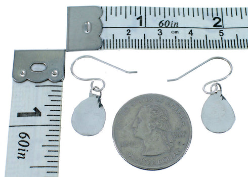 American Indian Authentic Sterling Silver Turquoise Bear Paw Hook Dangle Earrings SX106071