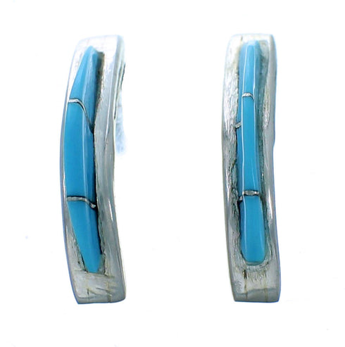 Zuni Sterling Silver And Turquoise Post Hoop Earrings SX111882