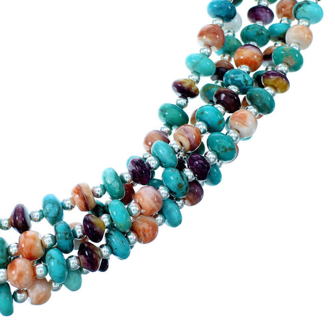 Genuine Sterling Silver Multicolor 5-Strand Bead Necklace SX112411