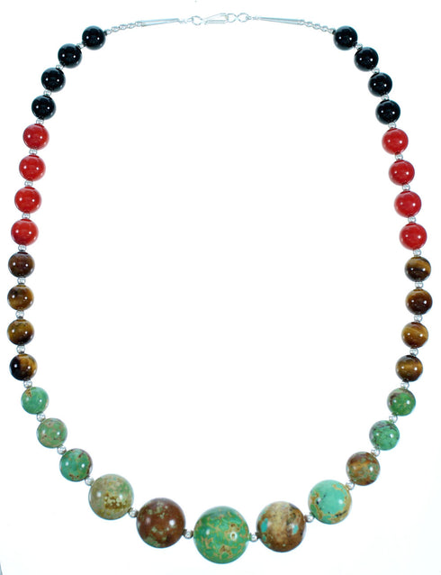 Sterling Silver Navajo Multicolor Bead Necklace RX113623