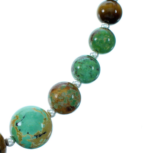 Sterling Silver Navajo Multicolor Bead Necklace RX113623