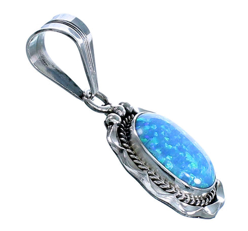 Sterling Silver American Indian Blue Opal Pendant RX113782