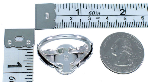 Navajo Indian Scalloped Leaf Sterling Silver Opal Ring Size 14-1/4 LX113914