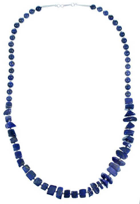 Sterling Silver Lapis Southwest Bead Necklace RX114161