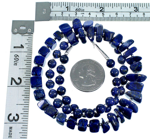 Sterling Silver Lapis Southwest Bead Necklace RX114161