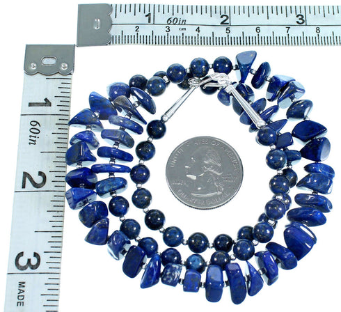 Lapis Sterling Silver Southwestern Bead Necklace LX114206