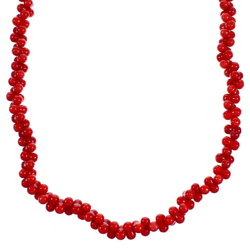 Authentic Sterling Silver And Coral Bead Necklace RX114454