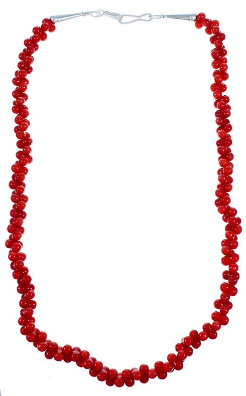 Authentic Sterling Silver And Coral Bead Necklace RX114454