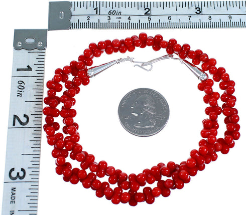 Authentic Sterling Silver And Coral Bead Necklace RX114454
