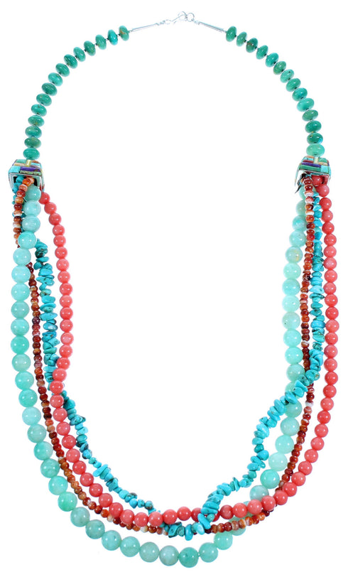 4-Strand Multicolor Sterling Silver Bead Necklace SX114496