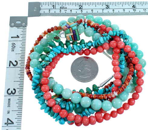 4-Strand Multicolor Sterling Silver Bead Necklace SX114496