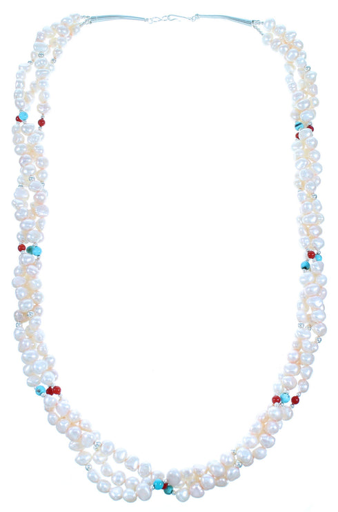 Multicolor 3-Strand Sterling Silver Twisted Bead Necklace SX114525