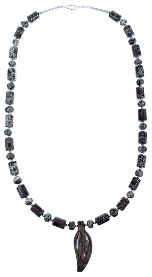 Genuine Sterling Silver Brown Agate And Jasper Leaf Bead Necklace LX114544