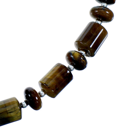 Tiger Eye And Sterling Silver Southwest Bead Necklace SX114608