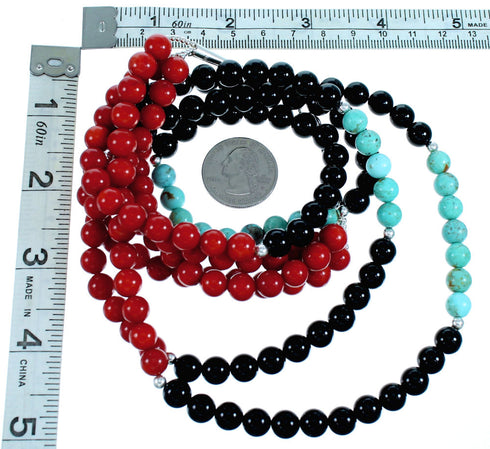 Authentic Sterling Silver Multicolor 3-Strand Bead Necklace RX114624