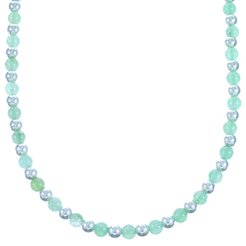 Genuine Sterling Silver Aventurine Bead Necklace RX114670