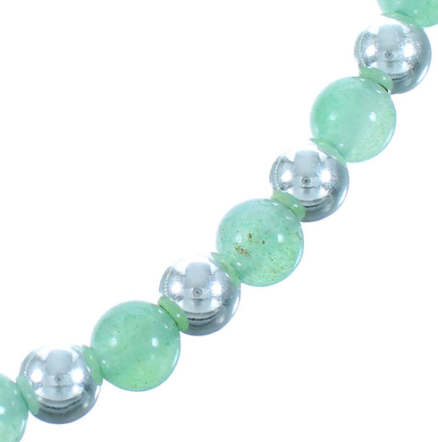 Genuine Sterling Silver Aventurine Bead Necklace RX114670