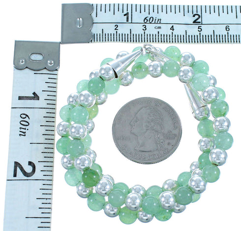 Genuine Sterling Silver Aventurine Bead Necklace RX114670