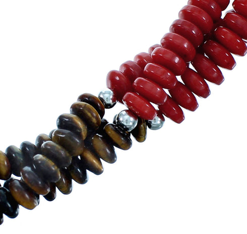 Multicolor Sterling Silver 3-Strand Twisted Bead Necklace RX114764