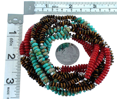Multicolor Sterling Silver 3-Strand Twisted Bead Necklace RX114764