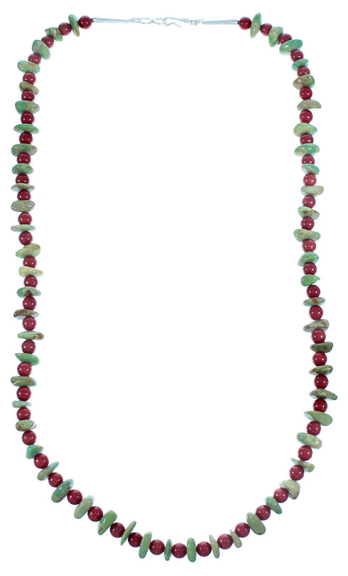 Sterling Silver Southwest Turquoise Coral Bead Necklace RX114812