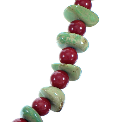 Sterling Silver Southwest Turquoise Coral Bead Necklace RX114812