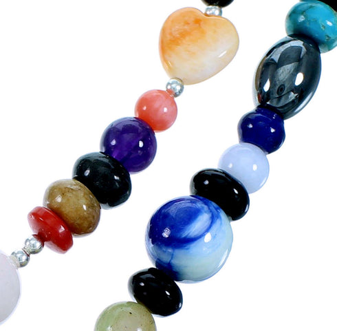 Multicolor Genuine Sterling Silver 2-Strand Treasure Bead Necklace RX114846
