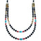 Multicolor Genuine Sterling Silver 2-Strand Bead Necklace RX114917